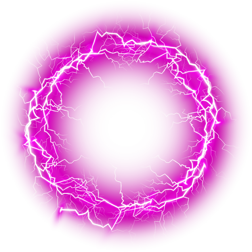 Pink Ball lightning on a transparent background. Abstract electric lightning strike. Light flash, thunder, spark. PNG.