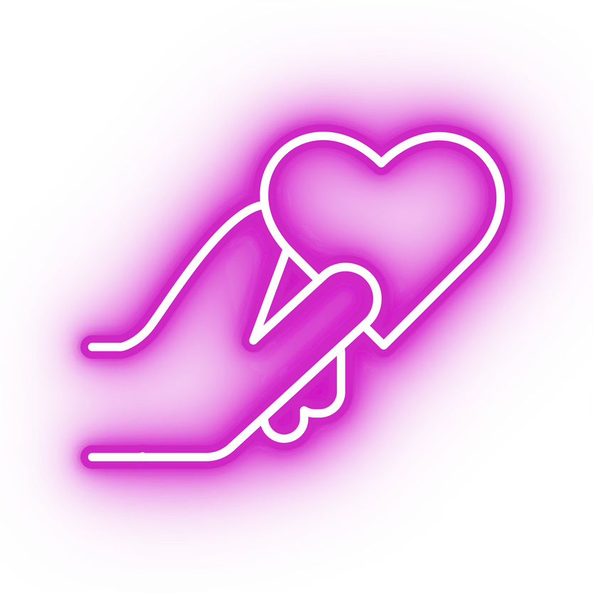 Neon pink heart icon