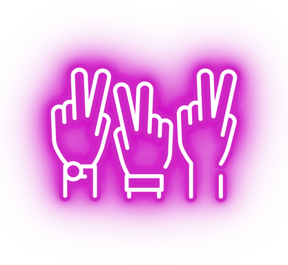 Neon pink peace signs icon