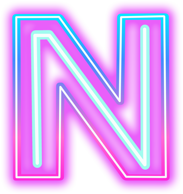 neon alphabet N