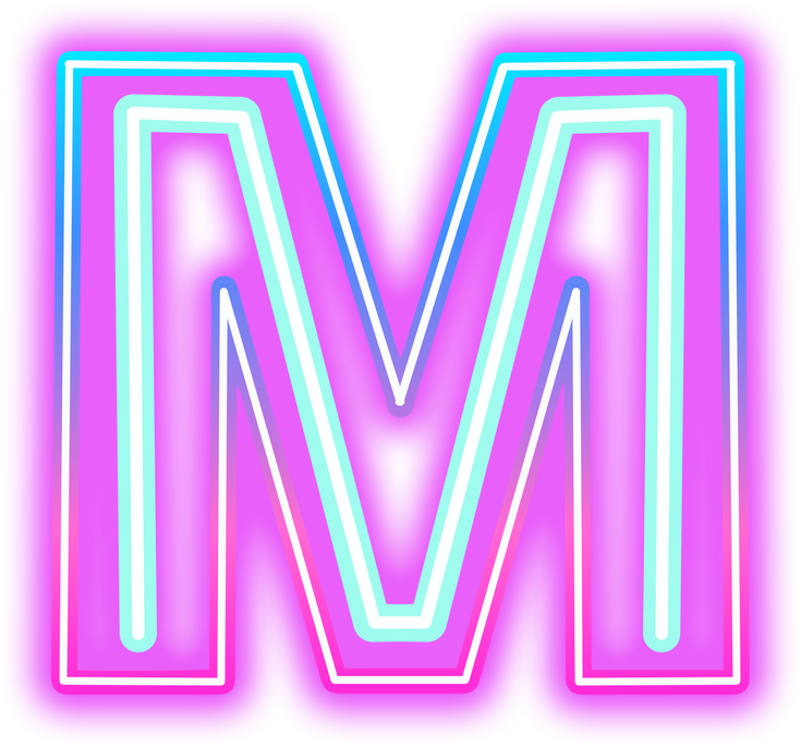 neon alphabet M