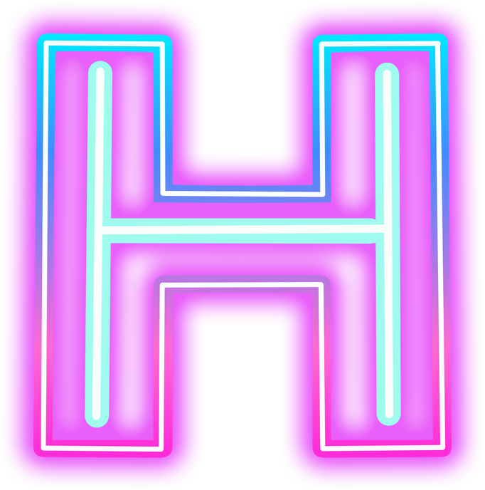 neon alphabet H