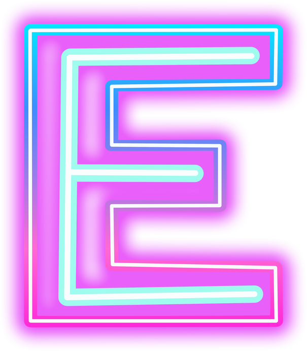 neon alphabet E