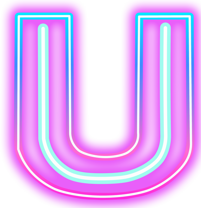 neon alphabet U