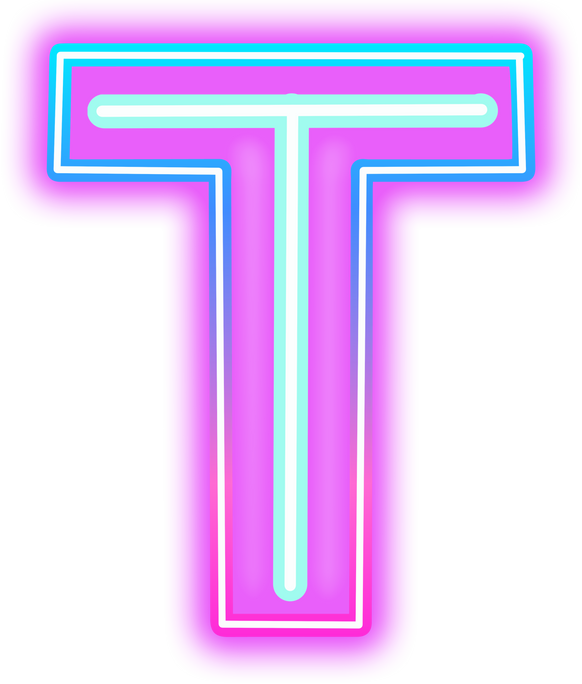 neon alphabet T