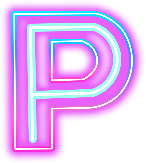 neon alphabet P