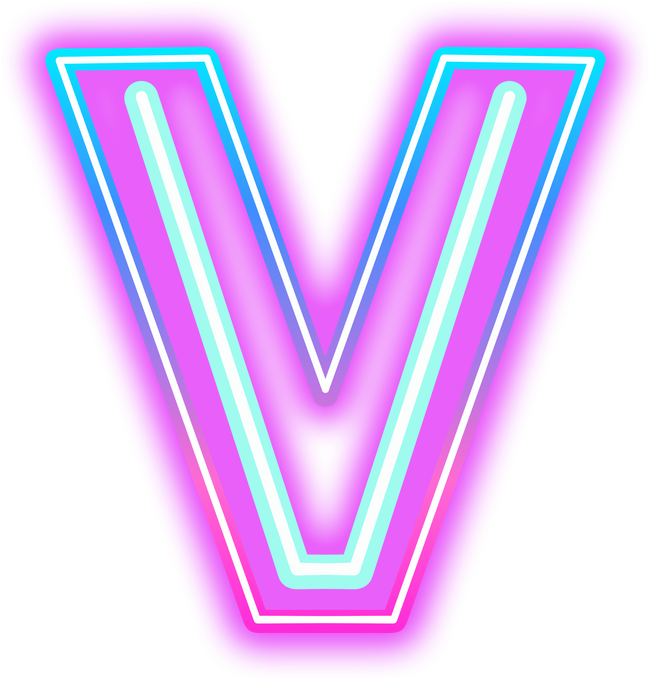 neon alphabet V