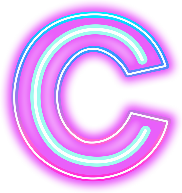 neon alphabet C