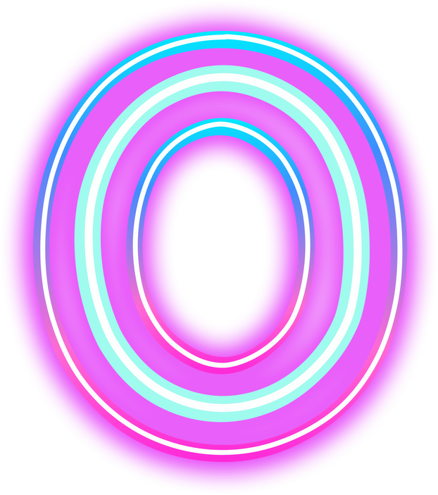 neon alphabet O